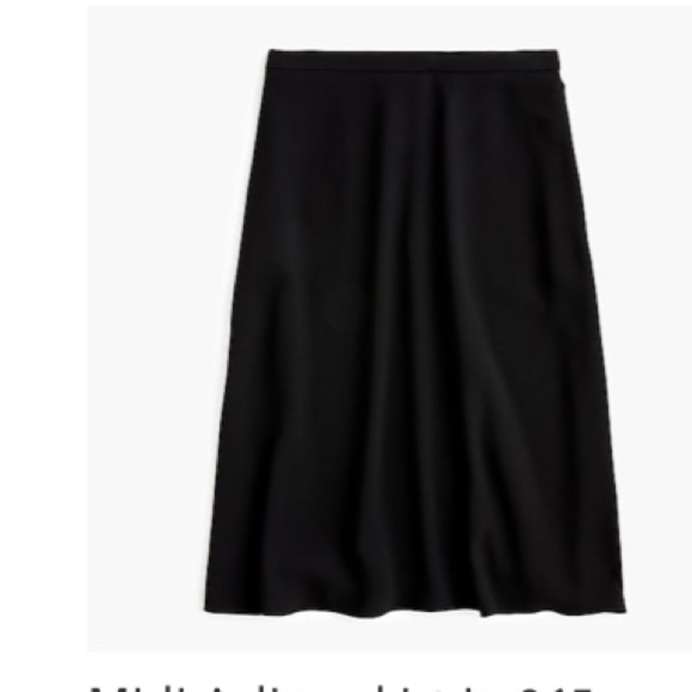 NWT J.Crew Black Midi A-Line Skirt in Crepe